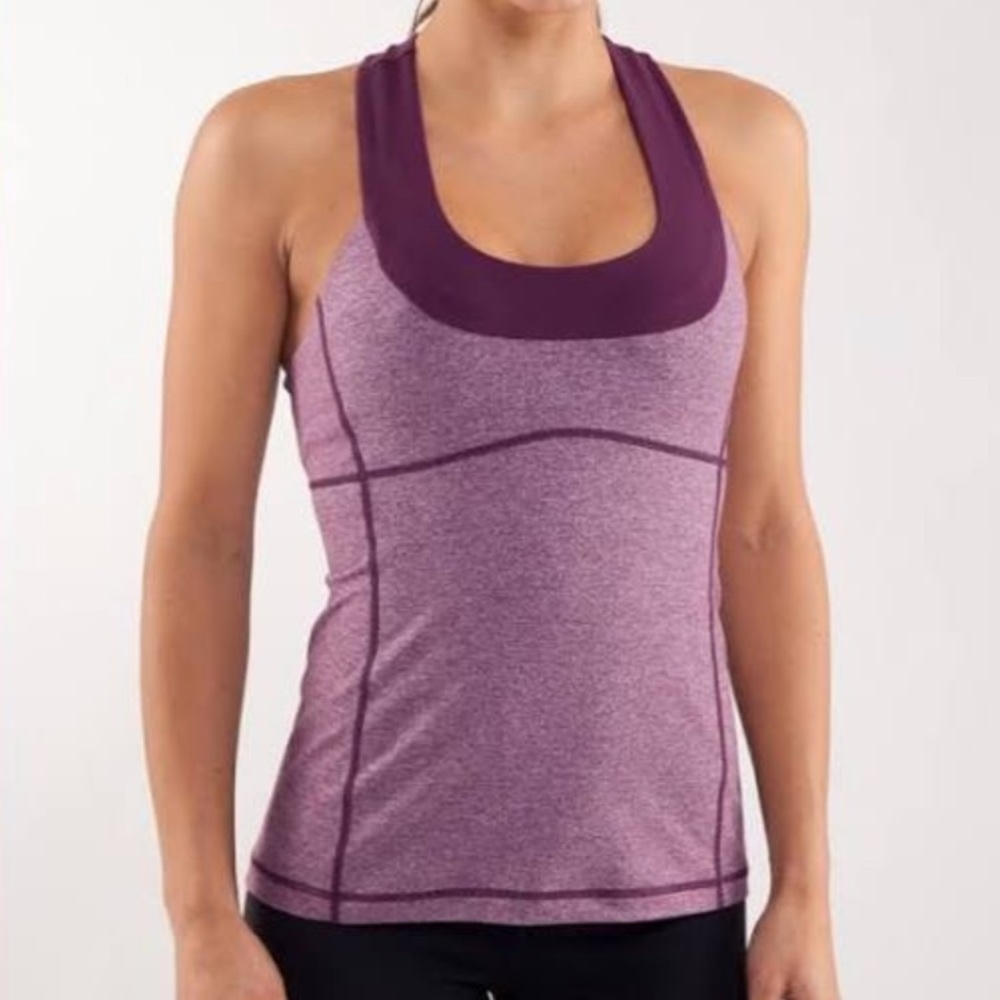 Lululemon Scoop Neck Tank in Heathered Plum Racer Back Built In Bra